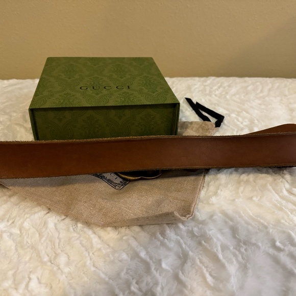GG Brown Leather Belt - Picture 3 of 5